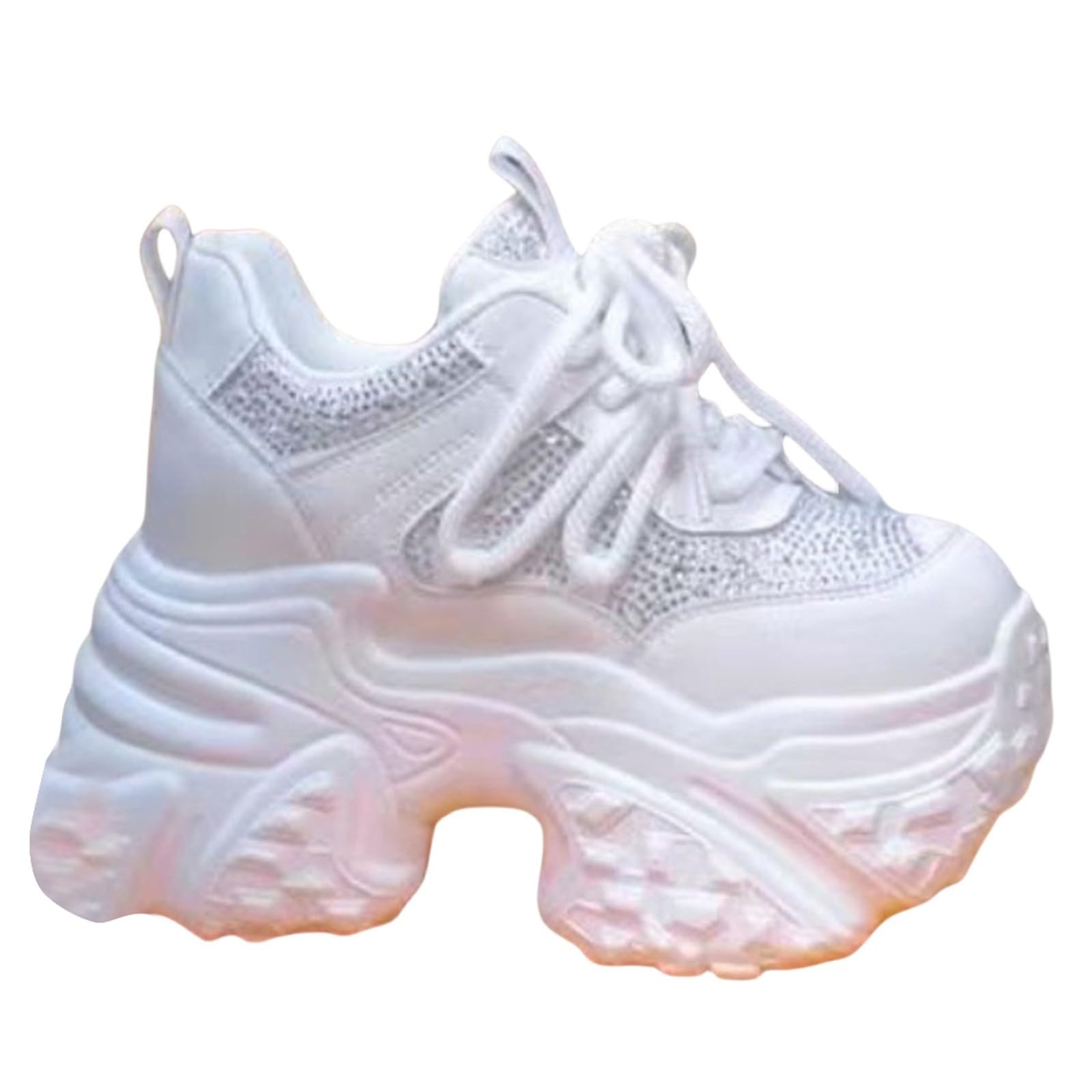 Scarpe Comode per Camminare Leggere Sneakers Bianche Donna Eleganti | Scarpe Sportive Donna in Tomaia Maglia per Passeggiata Invernale Calzature Fitness Concezione Ergonomica Tela Morbida