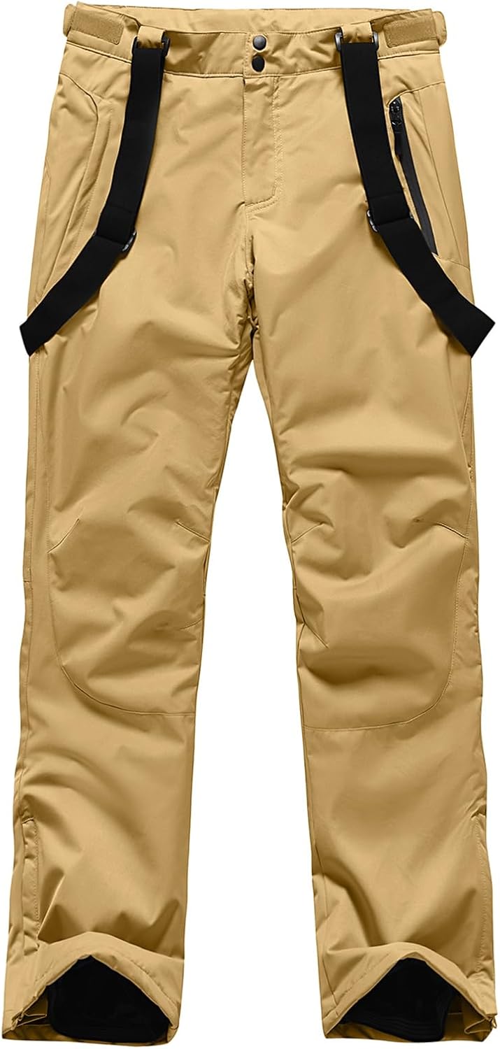 Men's Insulated Snow Pants Waterproof Ski Pant for Winter Hiking Bottom Leg Zipper Outdoor Pants Zipper Pockets - Image 3
