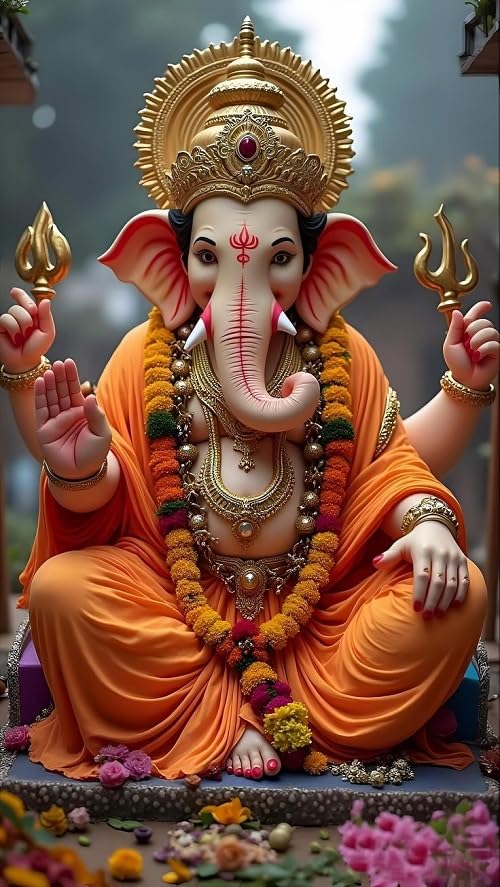 Fliptic Lord Ganesh Poster Wall | Ganpati Sticker Wall | Ganesh Ji Sticker | Ganesha Chaturthi Poster for Decoration | (300 GSM Paper, 12 x 18 Inch, Multicolour) (Design 3, 45L x 30W cm)