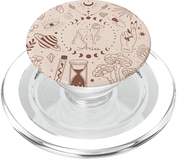 Galaxy Moon Phases Celestial Aesthetic Zodiac Sign Aries PopSockets PopGrip for MagSafe