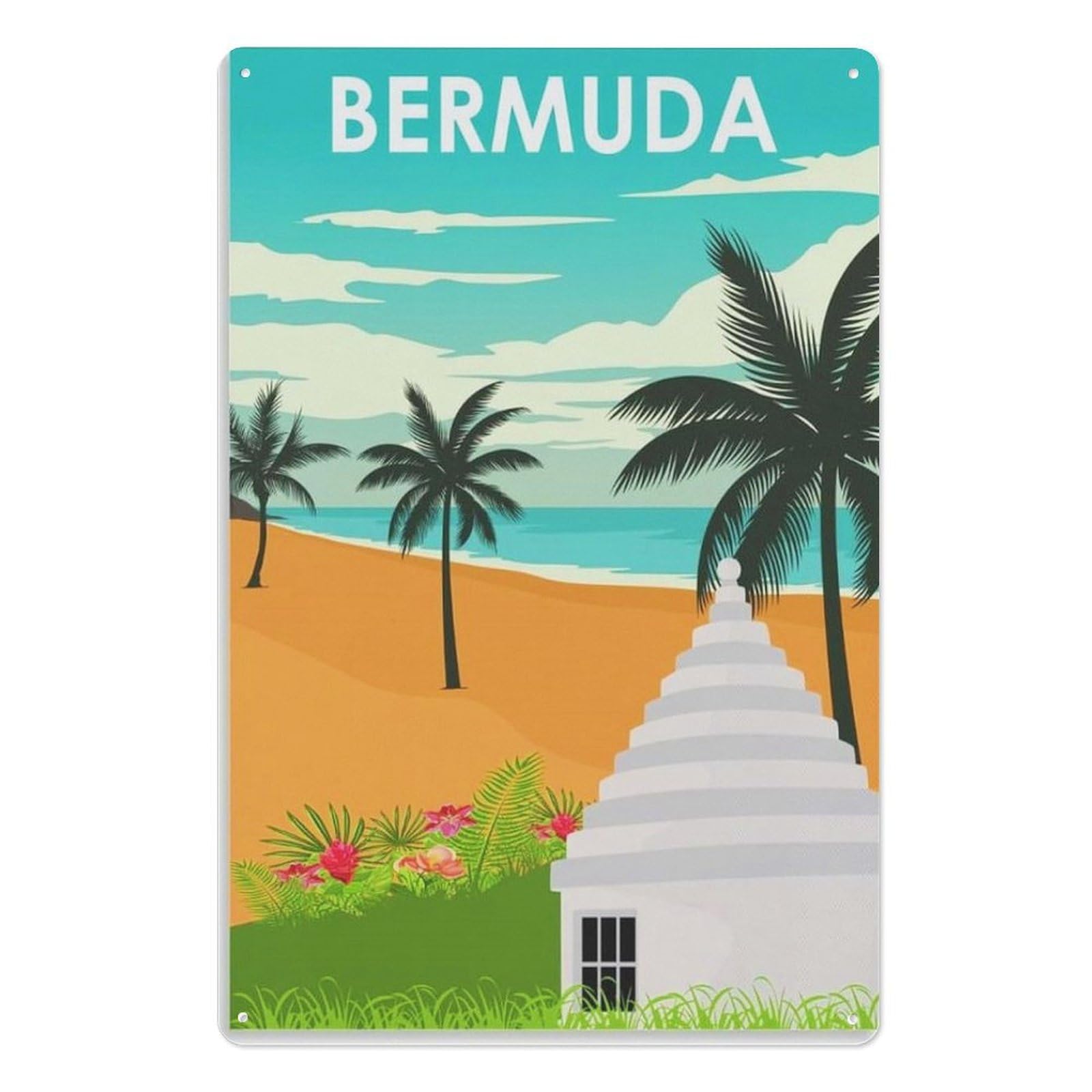 Artwork Metal Tin Poster For Home Gate Garden Bars Home Wall Sign，Bermuda England15x30cm（6x12 inch）AA-167