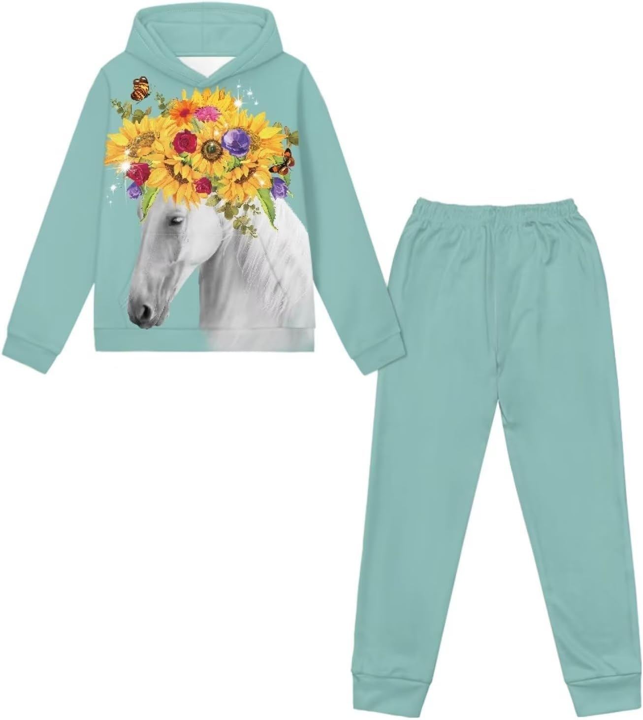 doginthehole Hoodie and Sweatpants Casual Athletic Tracksuit Long Sleeve Sweatsuit Set for Youth Boys Girls