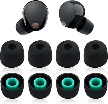 4 Pairs 1000XM5 Silicone Ear Tips Earphone Tips Replacement Eartips Earbuds Compatible with Sony WF-1000XM5, WF-1000XM4 Earphones Earbuds Soft Silicone Earbuds Tips Set Black, M