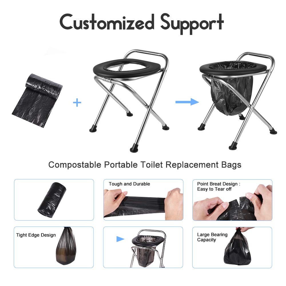 LIFEI Portable Camping Toilet Seat Folding Travel Toilet Commode Chair