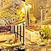 UniHobby DIY Dollhouse Kit with Furniture LED Light Dust Proof Cover 1:24 Scale DIY Miniature Dollhouse Kit Wooden House Toy