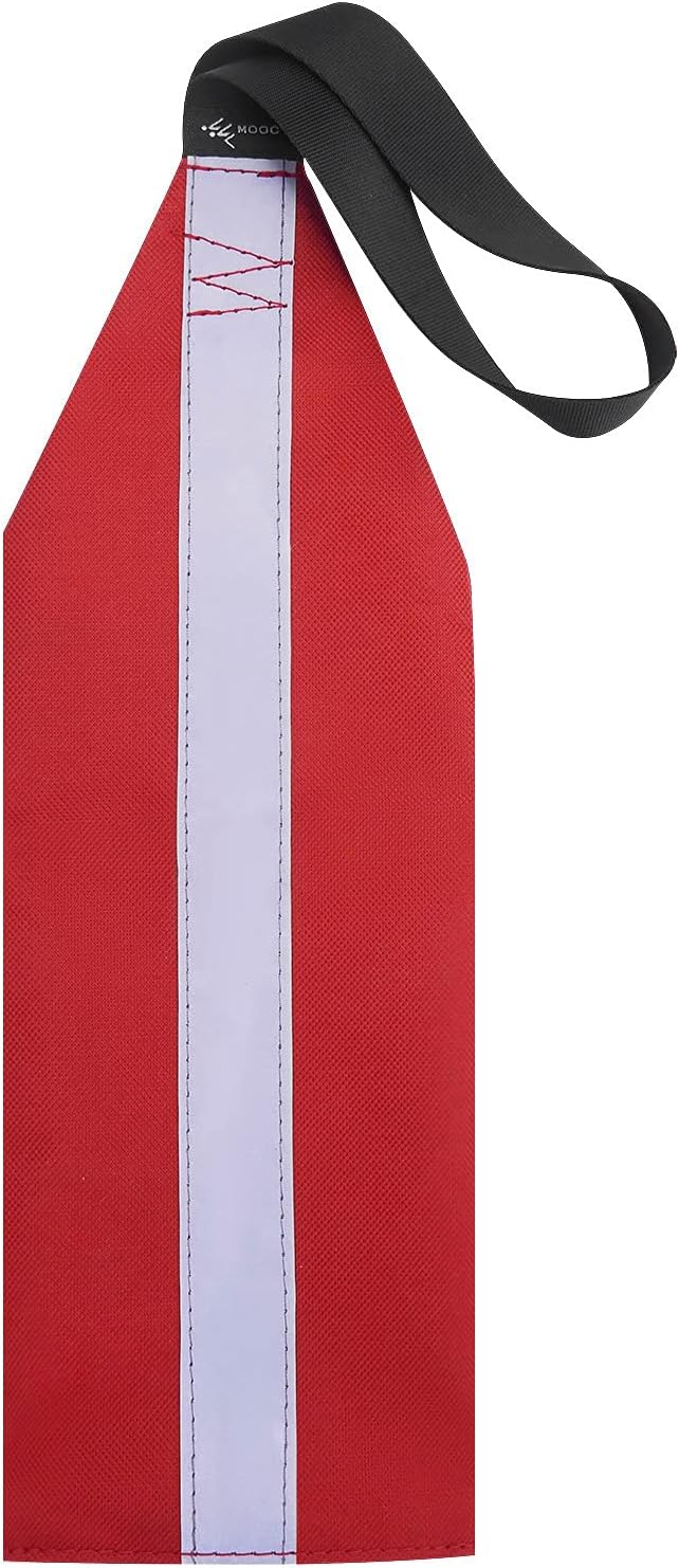 MOOCY Safety Tow Flag with Webbing for Kayak Boat Bicycle Travel Tow Warning Truck Loads (Red with Reflective Band)