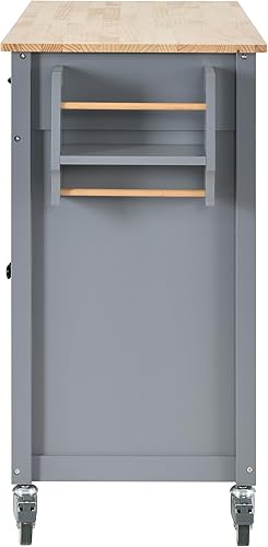 Carrito de isla de cocina con 4 gabinetes y 2 cajones