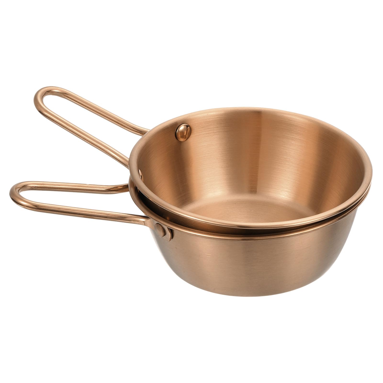 uxcell 2 Pcs Korean Traditional Wine Bowls, 5.12 Inch 304 Stainless Steel Raw Rice Wine Cup Sauce Bowls with Handle for Hiking Camping Soup Dish, Rose Gold