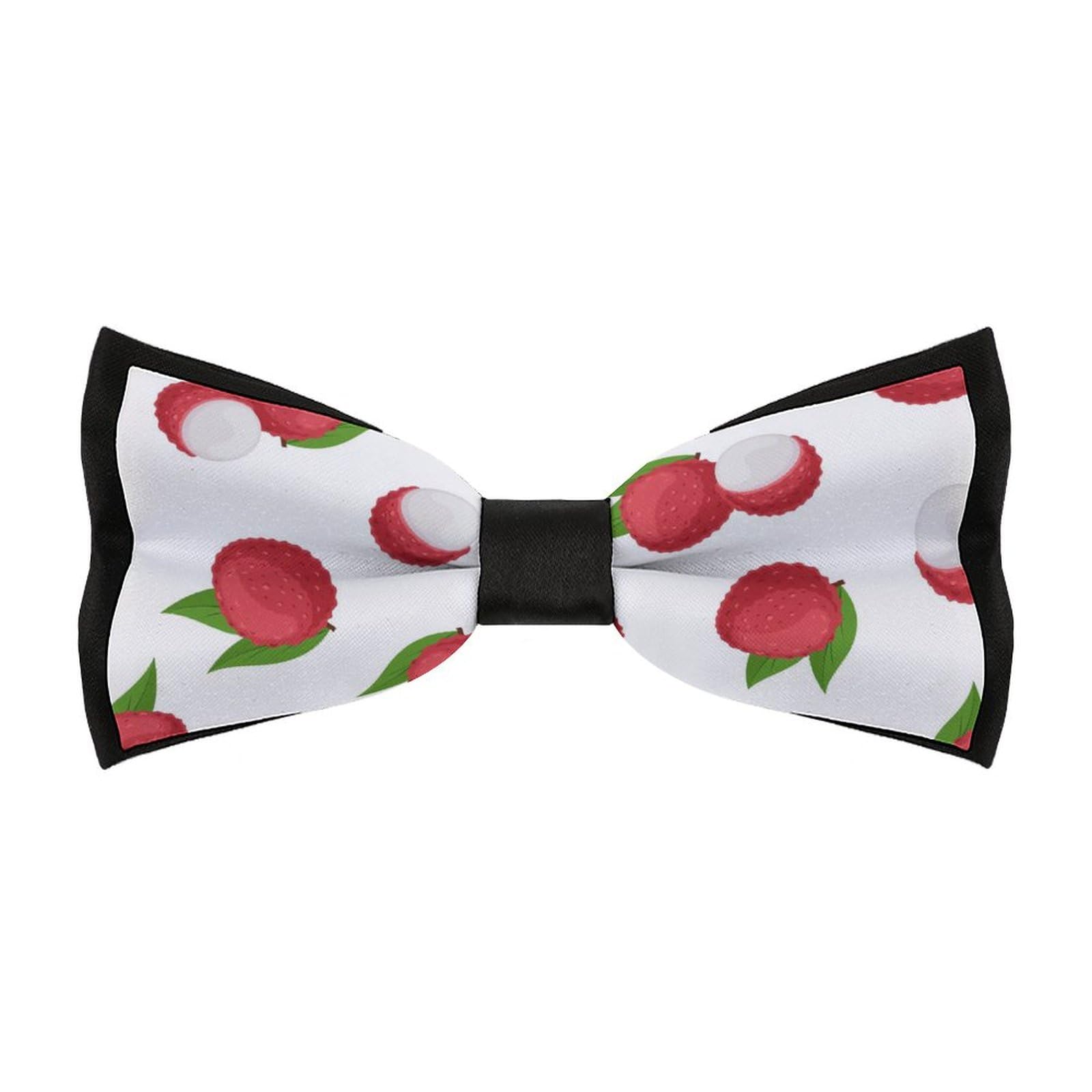 JYYAU Fruit of Lychee Pattern Bow Tie Adjustable Necktie For Men Business Fashion Pre-tied Tie Neckwear Novelty Accessory For Weddings Party Festival