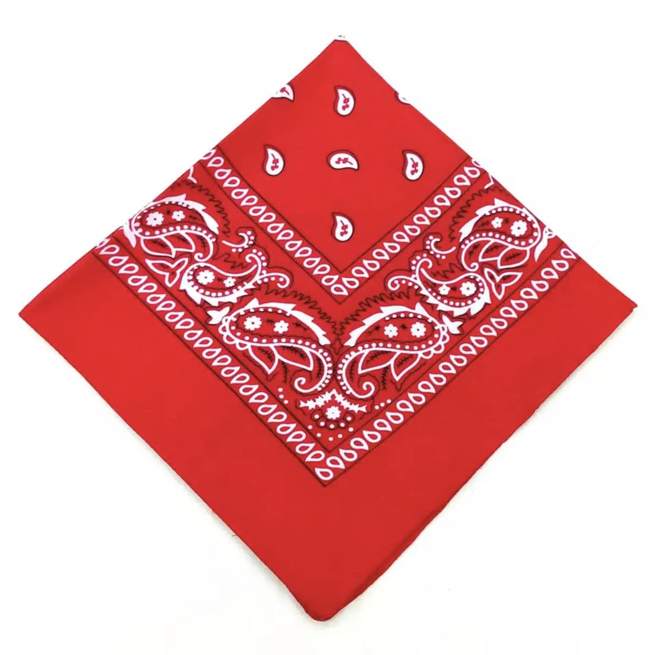 Shoes Lane® Cotton Bandana Paisley Mouth Protection Neckwear Head Scarf Wrap Band (Red)
