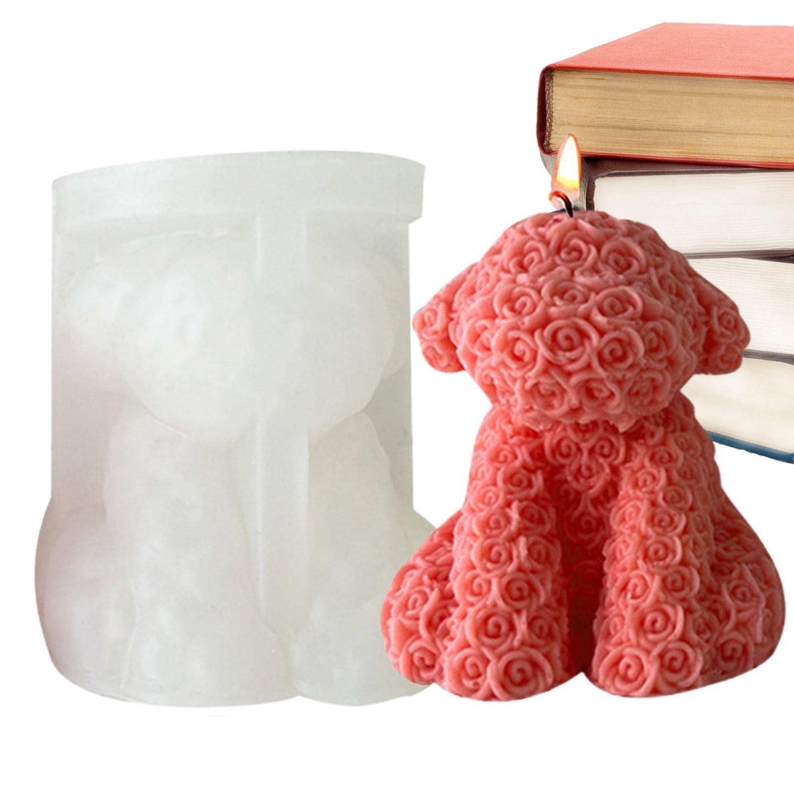 Molde for helado Ice Lolly, molde de oso 3D - Molde de resina de oso 3D con flor en relieve, molde de resina de oso de silicona for dulces, jabón, vela, jabón aroático, chocolate, fiesta del día de Sa