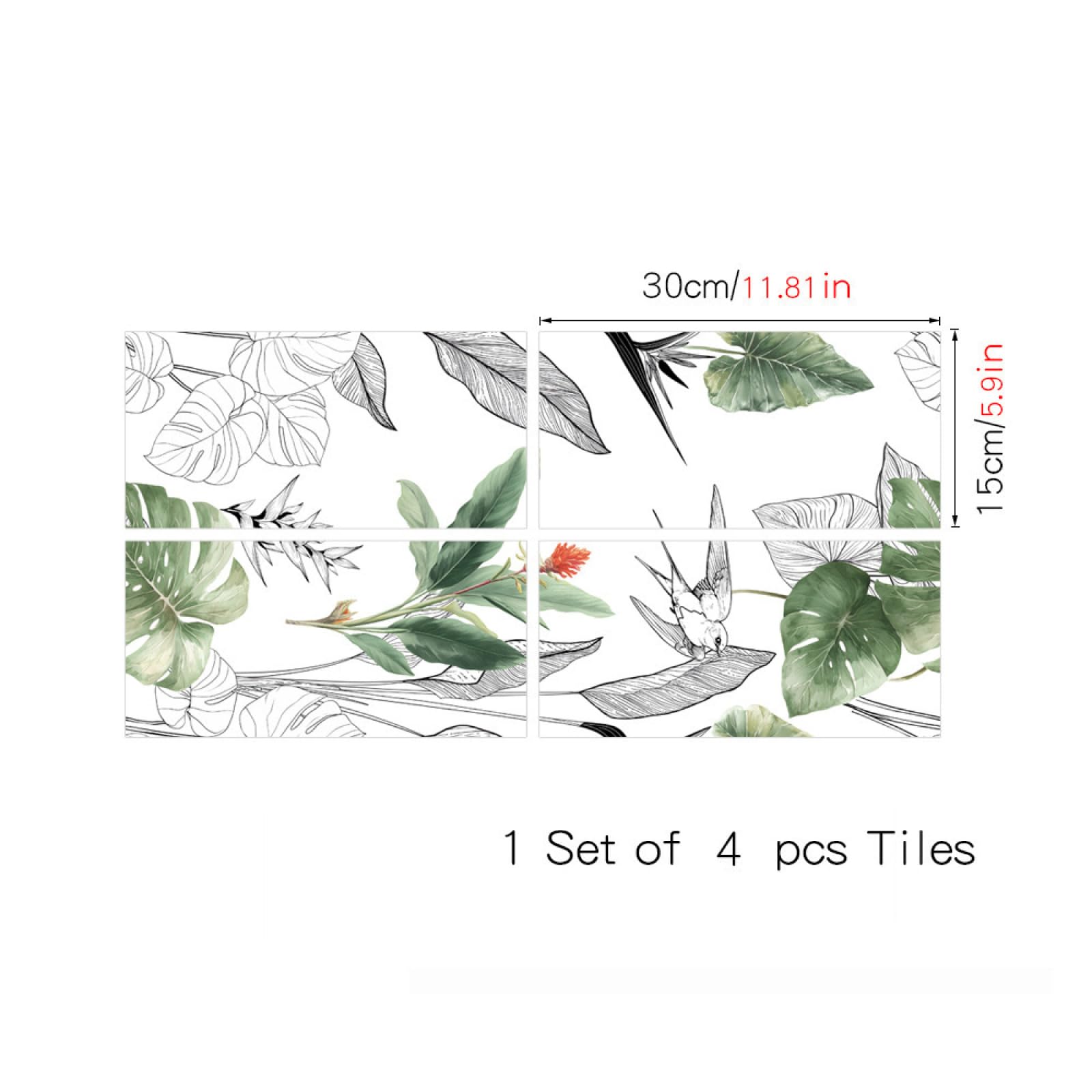 Stickers muraux Autocollants à Motifs Animaux et Plantes pour Salle de Bain, crédence de Cuisine, Vinyle Auto-adhésif imperméable et résistant à l'huile, décoration intérieure
