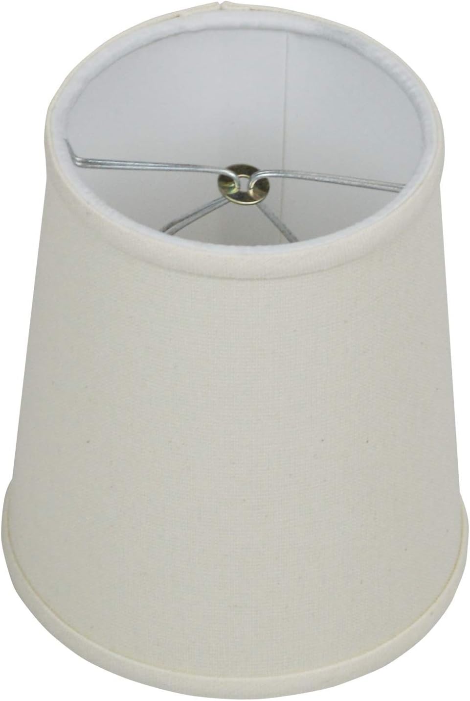 FenchelShades.com Lampshade 4" Top Diameter x 5.5" Bottom Diameter x 6" Slant Height with Clip-On Attachment for Standard Edison-Style Lightbulb (Linen Beige Homespun with Narrow Trim)
