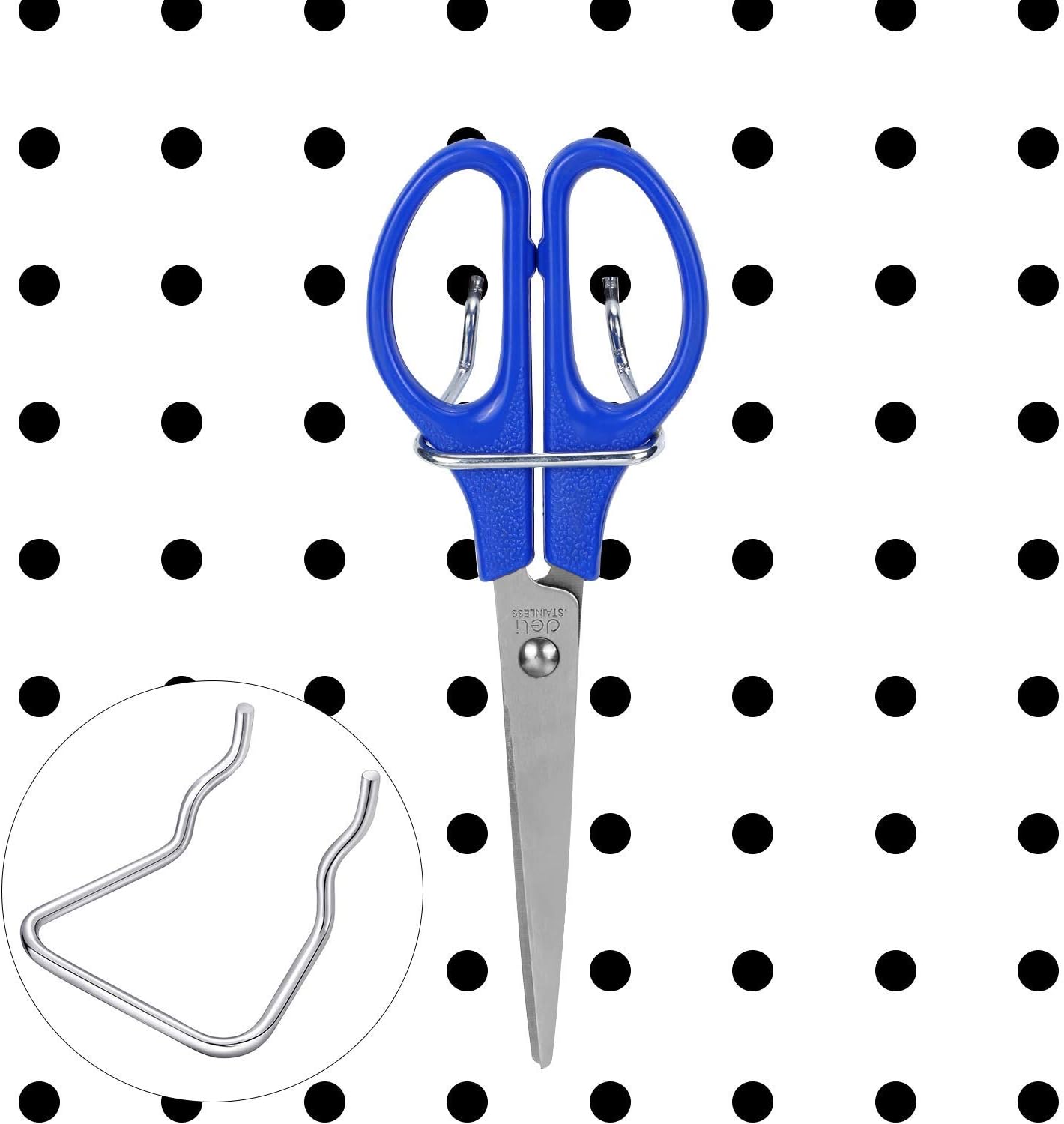 Pegboard Plier Holders, Stainless Steel Double Loop Pegboard Hooks Accessories Shelving Display Hooks for Shop Store Supermarket (30 Pieces)