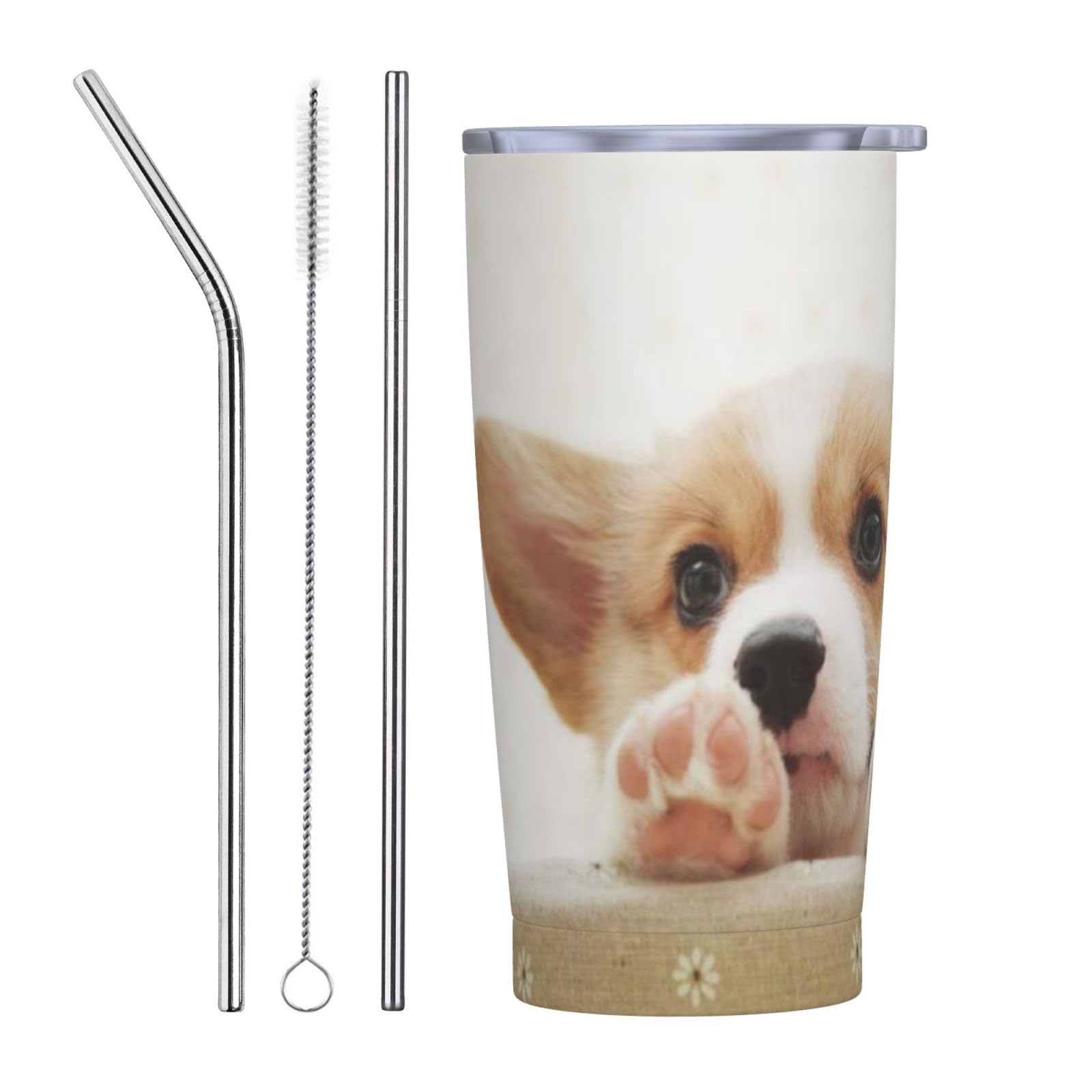 Uroczy kubek ze stali nierdzewnej z nadrukiem Corgi kubek samochodowy przenośny kubek termiczny