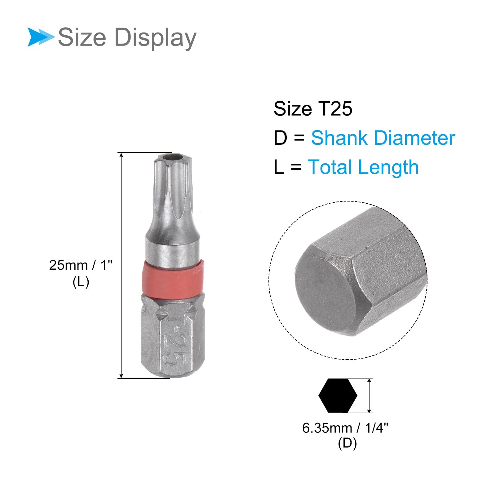 CoCud Magnetic Torx Screwdriver Bit, T25 25mm Length 1/4" Hex Shank, S2 Steel Star 6 Point Drill Driver Tamper Proof - Image 2