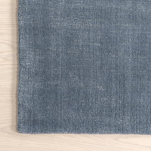 Image of Nuloom Speckled Denim Solid Flatweave Wool Runner Rug, 2' x 8' | Nuloom Speckled Solid 2' x 8' Wool Runner Rug for Living Room Bedroom Dining Room Entryway Hallway, Denim