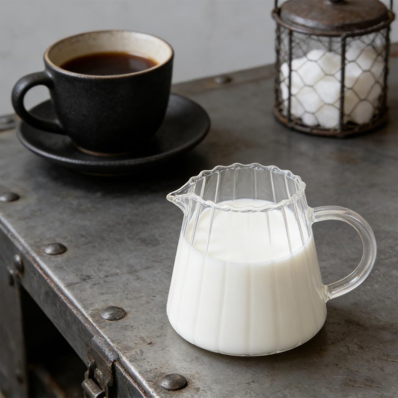 SOIMISS Confezione da 2 piccole brocche in vetro da 350 ml, per servire caffè, latte, tè e salse – Brocca per latte per la cucina
