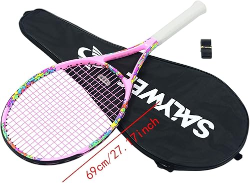 Miniatura 6 de Raqueta de tenis Equipo de raqueta de tenis para principiantes de fibra de carbono con bolsa de práctica para parque juego de verano playa patio