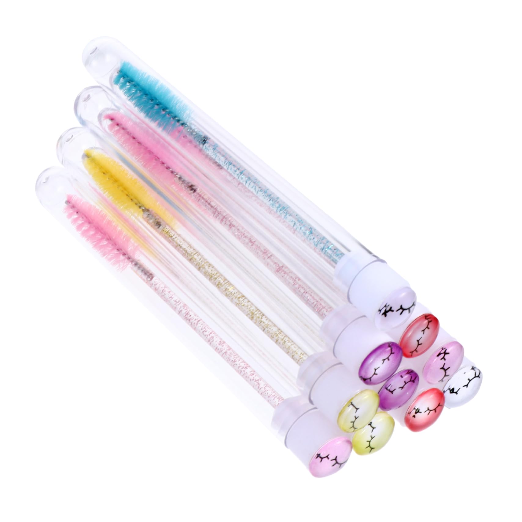 Mikinona 10pcs Diamond Eyelash Tube Brush Wands Portable Lightweight Makeup Brushes for Lashes and Eyebrows Random Color Pattern