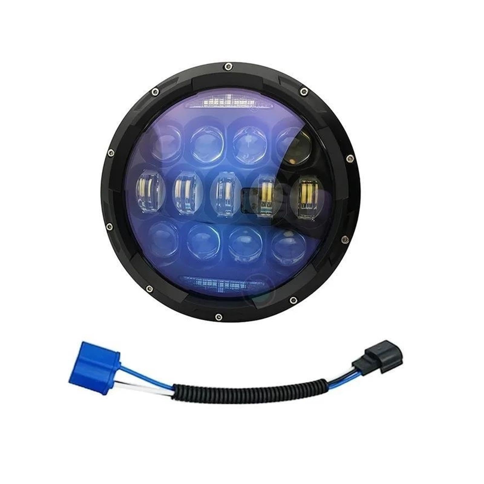 7" Okrągły Reflektor Motocyklowy LED 130W Bursztynowy DRL