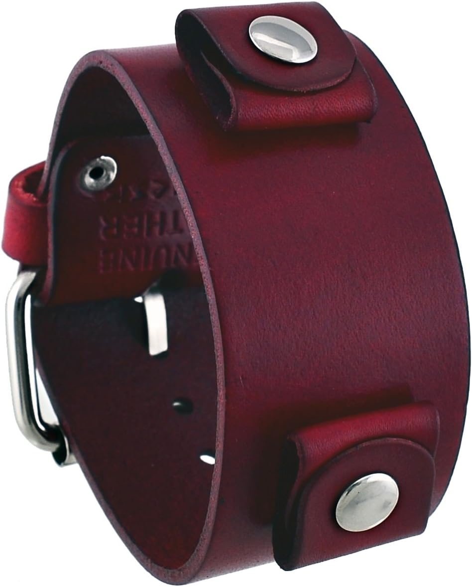 Nemesis GB-R Unisex Blood Red Wide Leather Cuff Wrist Watch Band