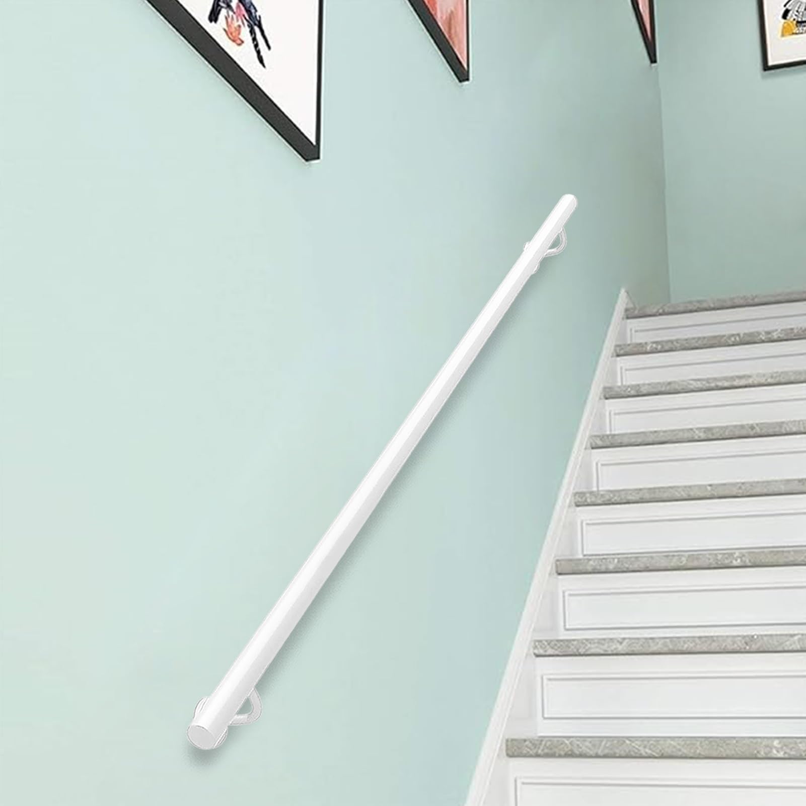 Pasamanos de escalera 1 2 3 4 5 6 metros, pasamanos industriales blancos para interiores y exteriores barandilla de seguridad antideslizante, barra de apoyo para tubo redondo(90cm)