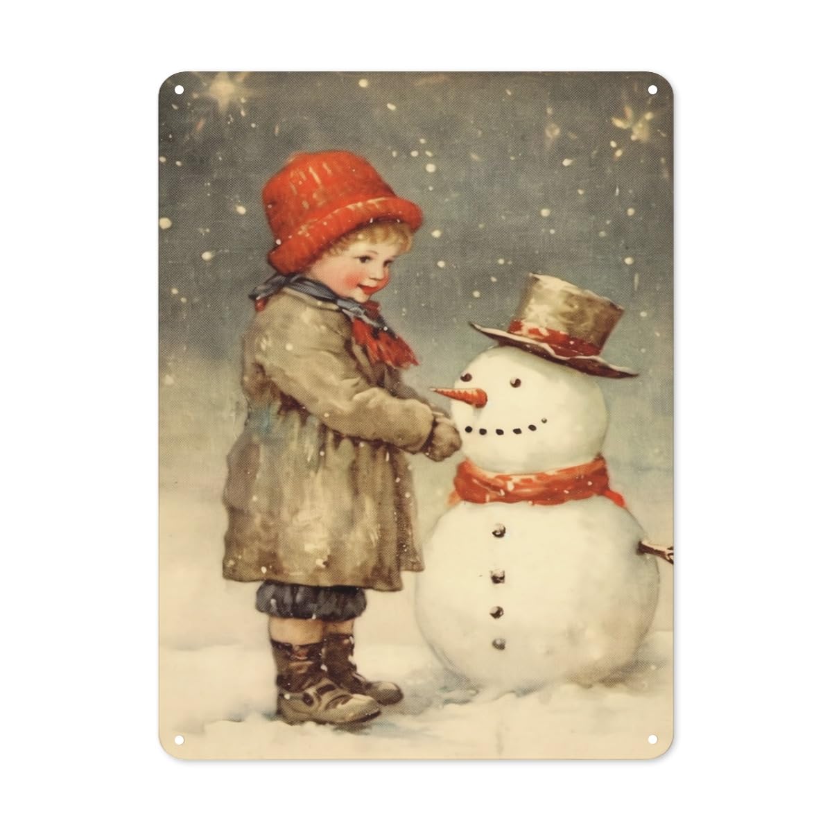 FeixophsChristmas Snowmans Metal Tin Sign Vintage Style Merry Christmas Metal Sign Home Bar Decor Cafe Bar Restaurant Shop 8x12 Inch