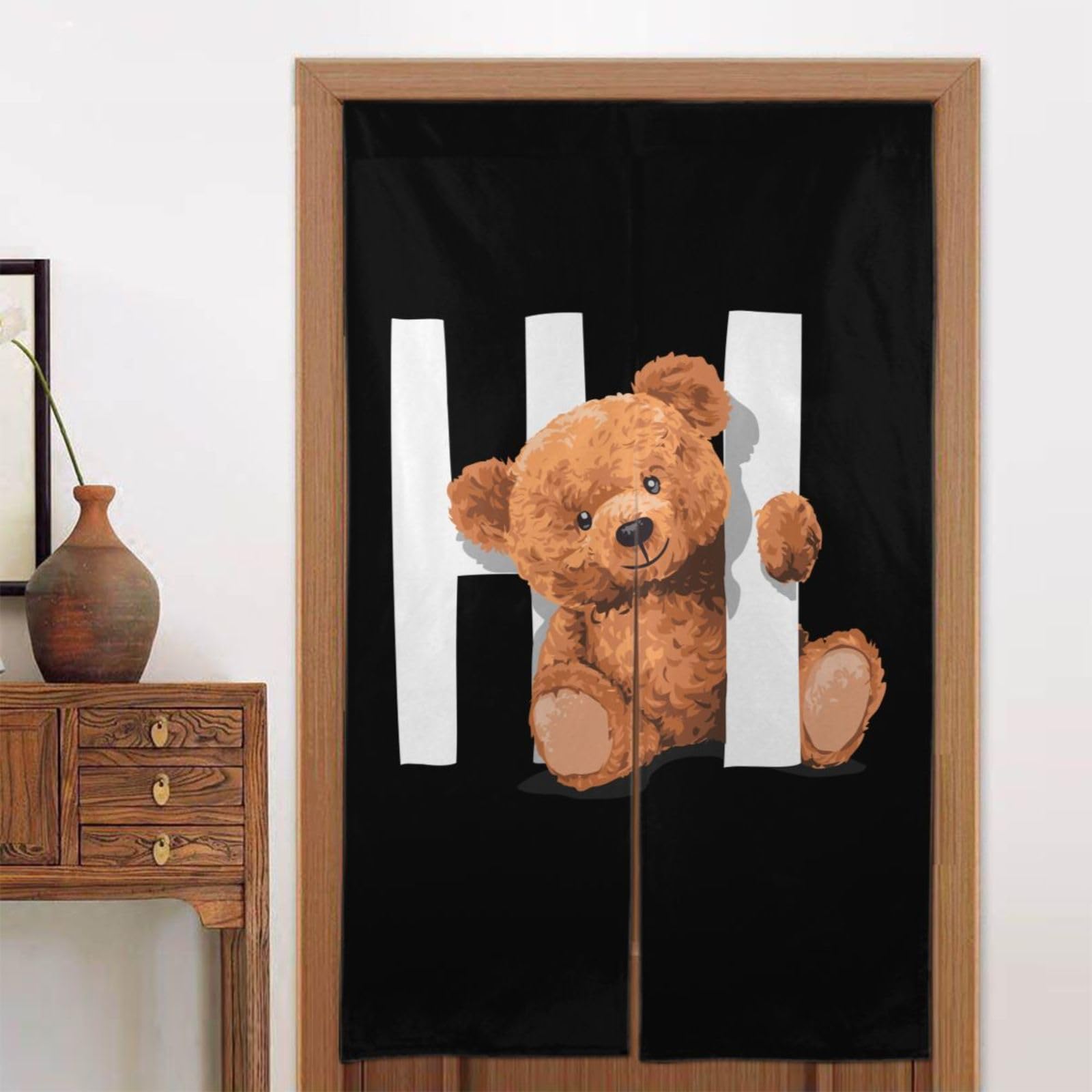 Amazon｜面白い 熊 熊柄 くま (2) のれん 目隠し 暖簾 部屋間仕切り