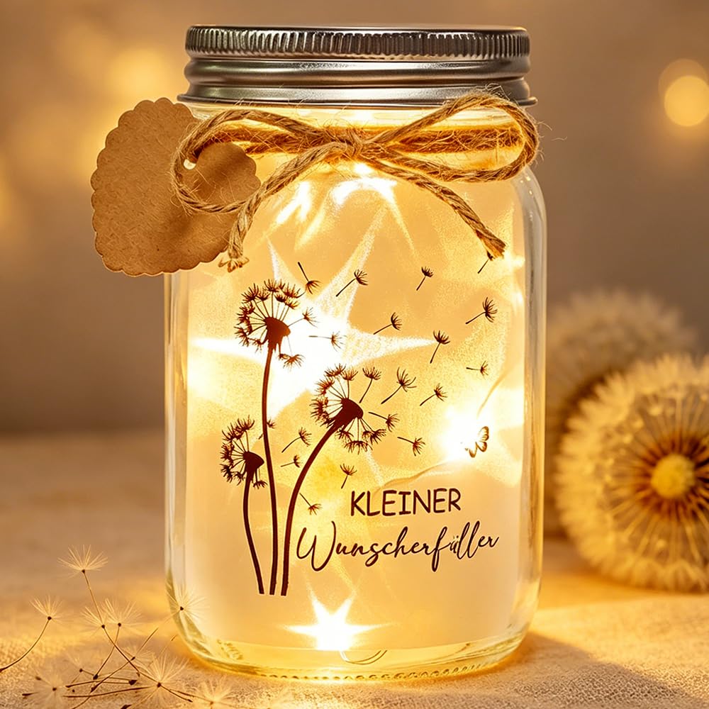 HIQE-FL LED Flaschenlicht Kleine Wunscherfüller,LED Beleuchtete Flasche Pusteblume geldgeschenke,Leuchtflasche Coole Geschenkideen,Taufe,Geburtstag,Party,Weihnachtsgeschenke