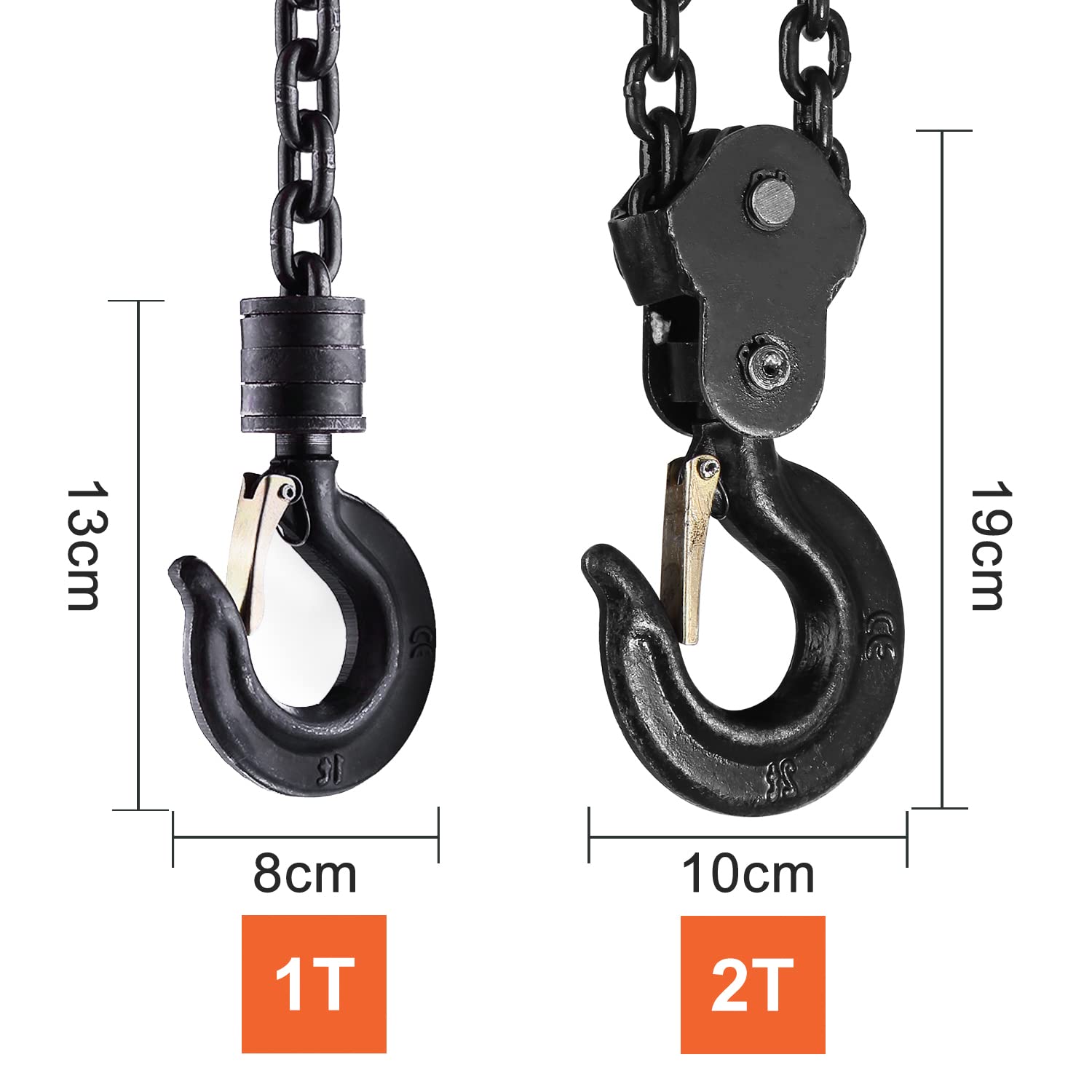 Palan à chaîne manuel DEWINNER 2T avec crochet robuste, hauteur de levage 3M, rouge,Double-Chaîne de Charge,Chaîne G80