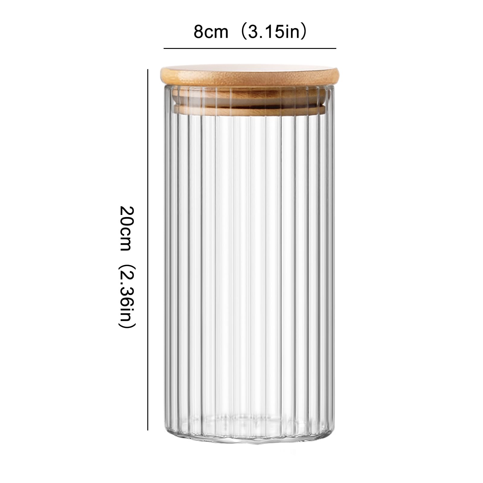 Set di 6 Barattoli Vetro con Coperchio - Contenitori Ermetici per Alimenti Vetro - Barattoli Cucina per Conservare Cereali Pasta Farina（600ml）
