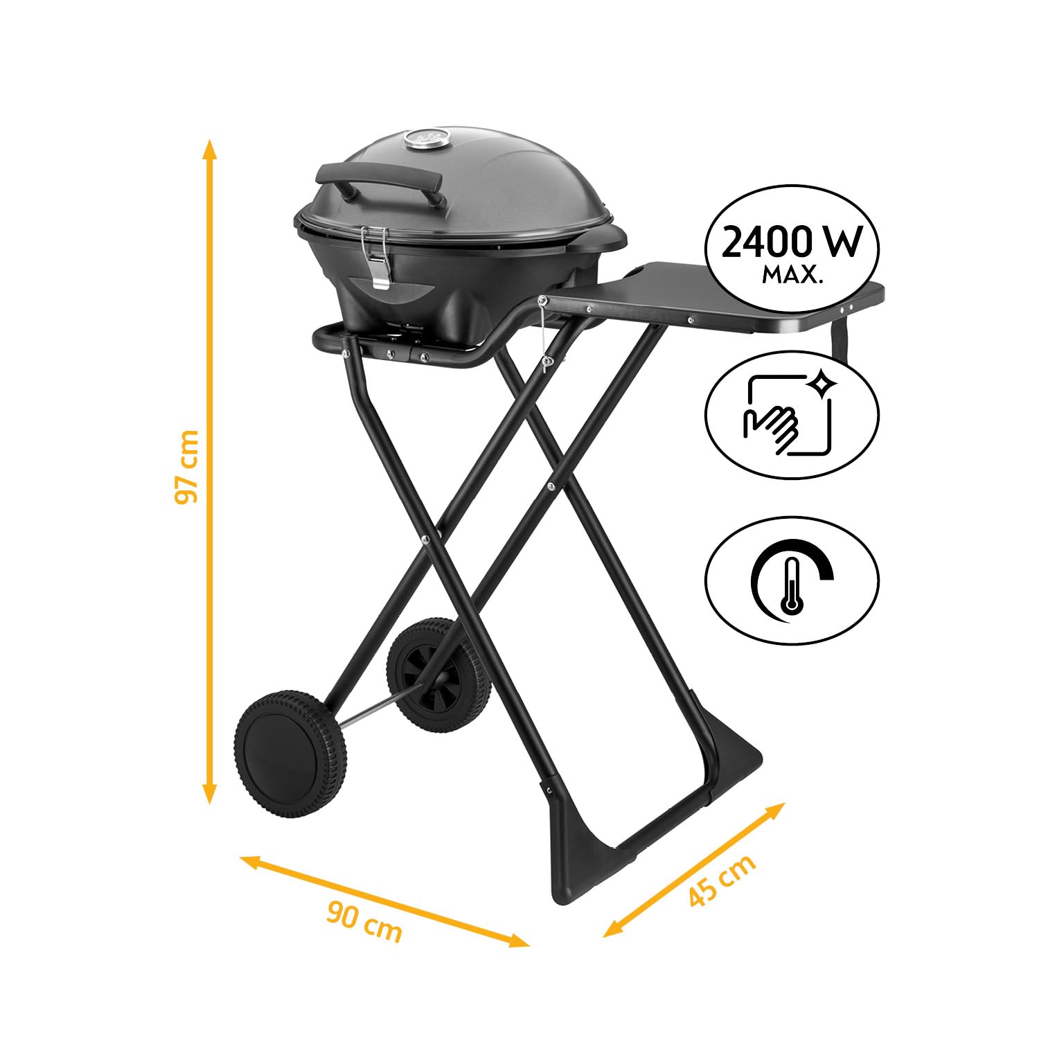 TZS First Austria Barbecue elettrico 2 in 1 2400W BBQ pieghevole con termometro