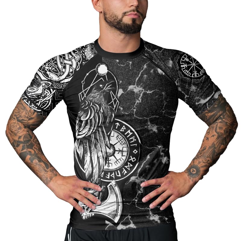 Viking Compression Shirt Men’s Short Sleeve Baselayer Compression Rash Guard for BJJ MMA Jiu Jitsu Training4