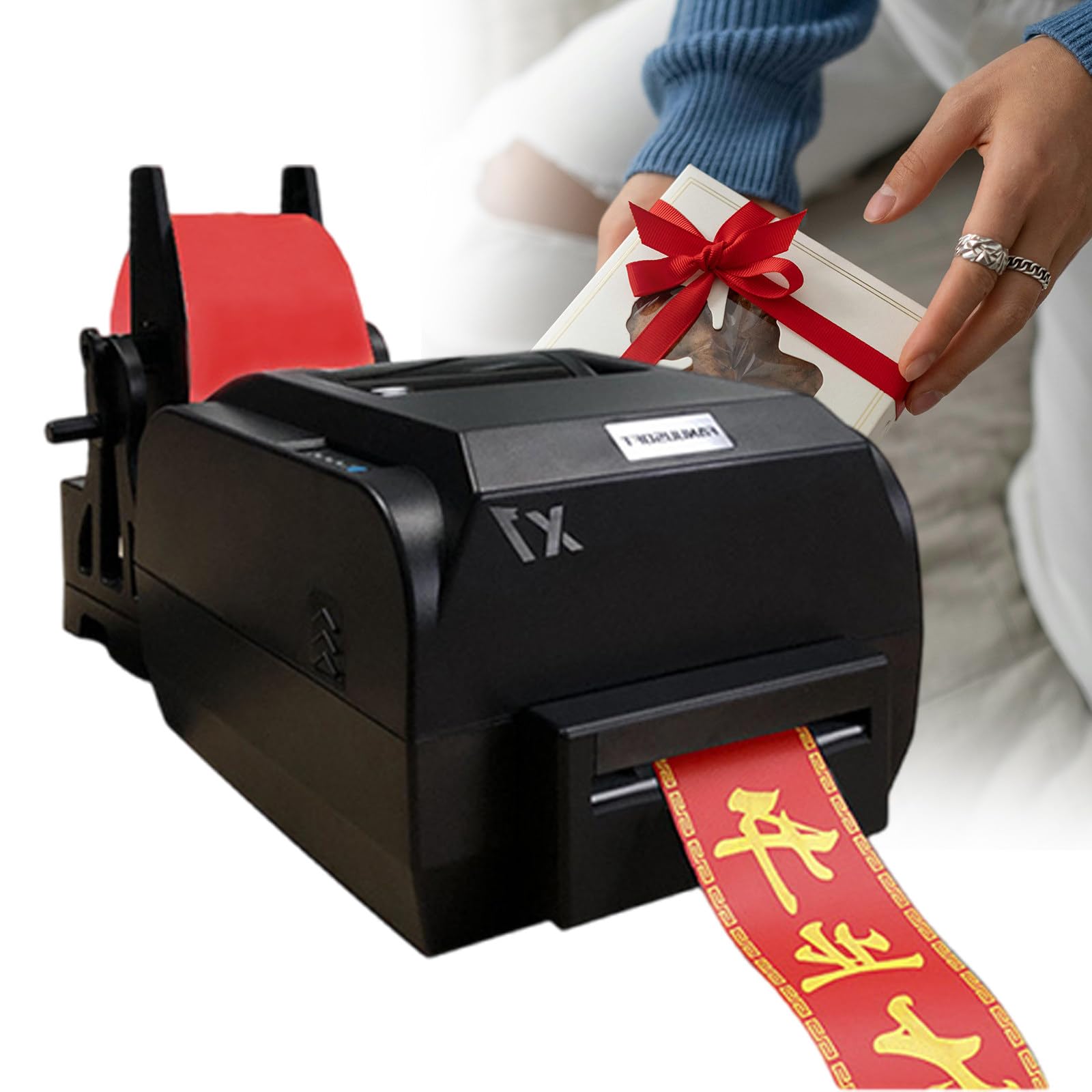 Macchina per stampa a nastro satinato, macchina per stampaggio a timbratura per confezioni artigianali, stampante a nastro digitale con supporto per nastro, macchina per goffratura automatica del na