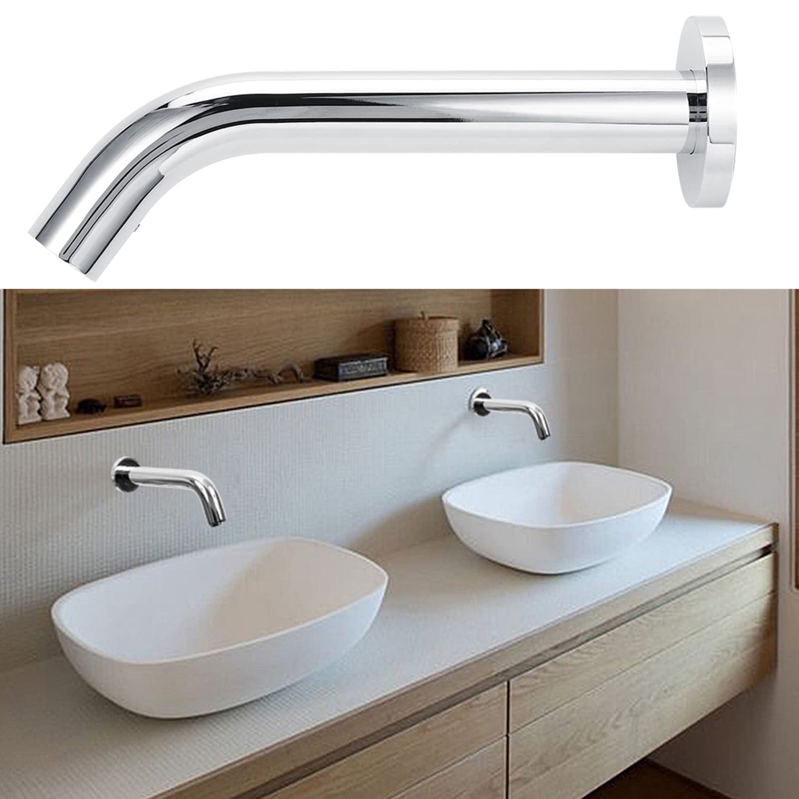 Rubinetto dell'acqua G1/2in, a sensore di induzione a infrarossi in acciaio inossidabile da parete, risparmio d'acqua per laghetto caldo e freddo
