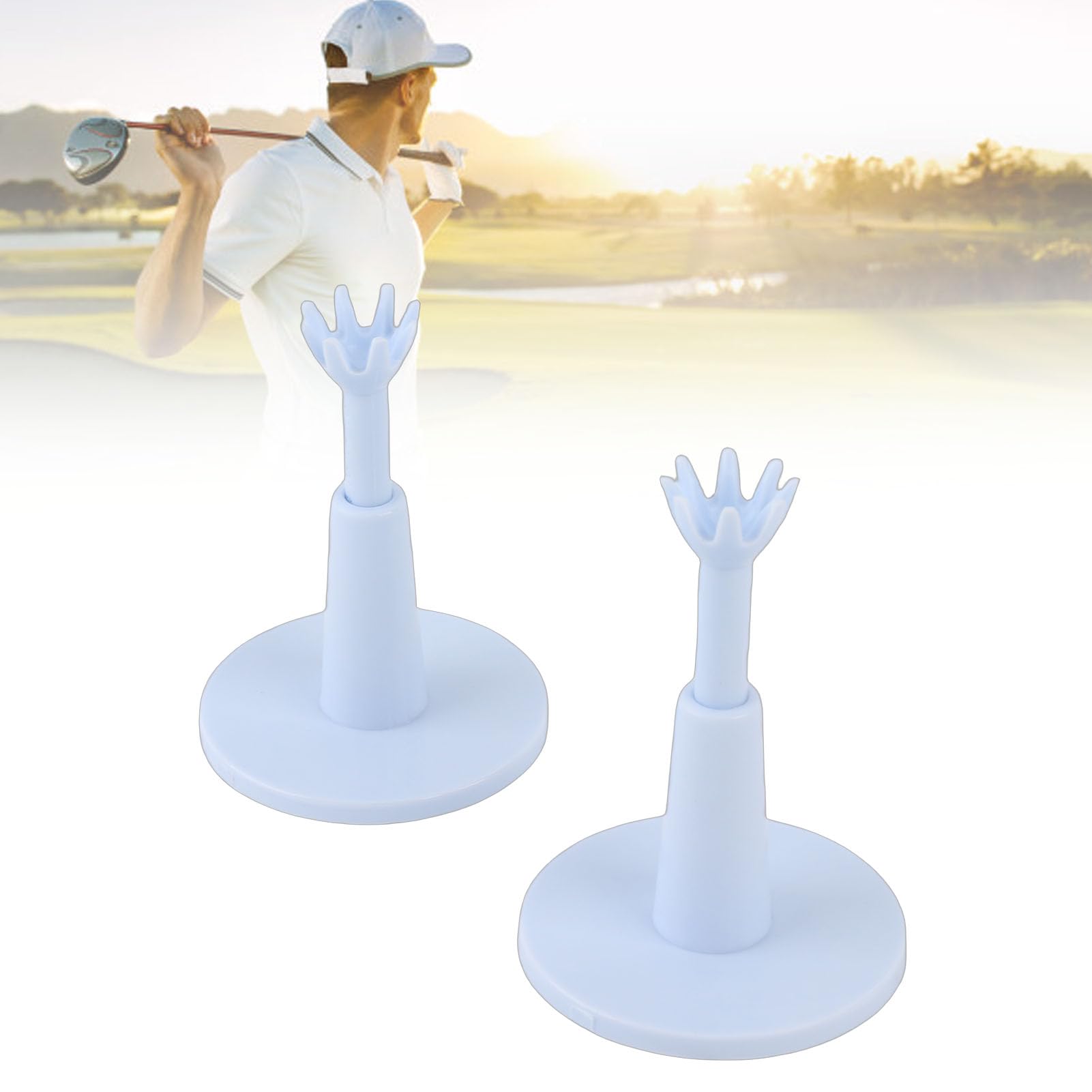 Tee White Plastic Adjustable Tee Holder Training Driving Range Long Tee replacement for Lover (Pack of 2)