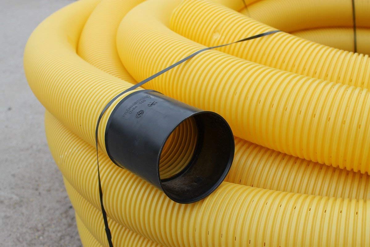 50m Drainagerohr DN100 gelb gelocht und 50m Filterschlauch F100