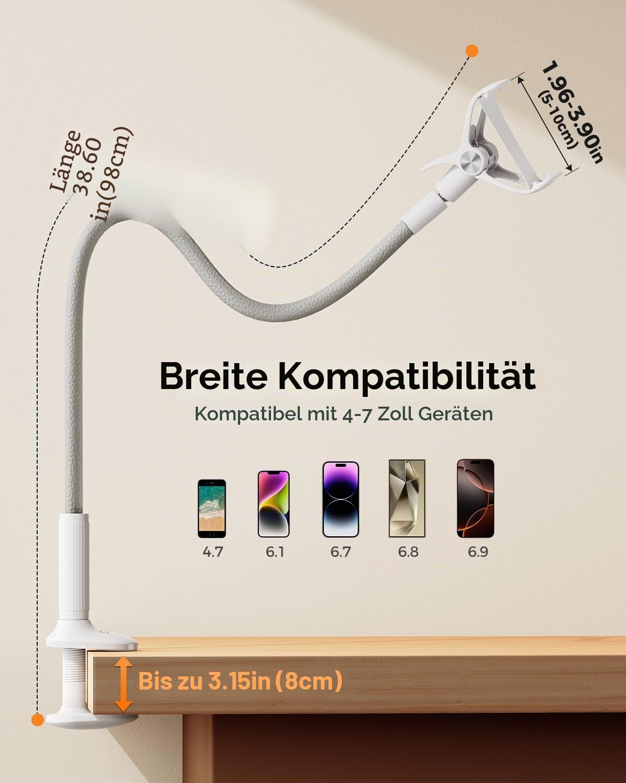 SAIJI Handy Halter für Bett, Schwanenhals Handy Halterung
