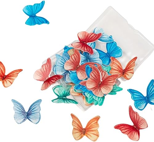 Miniatura 10 de Mariposas comestibles para decoración de pasteles, decoración de pasteles de mariposa rosa y adornos para cupcakes, mariposas de papel de oblea