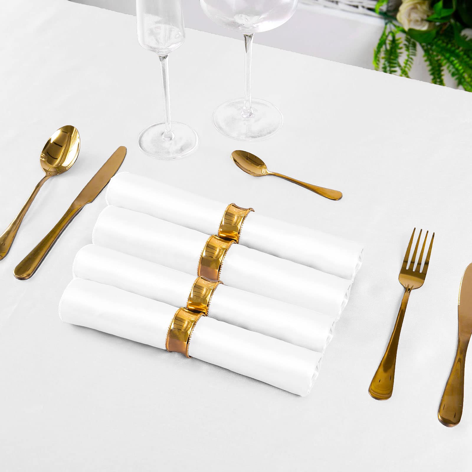 SiinvdaBZX 100 Stück Satin-Stoffservietten, 30.5x30.5 cm, quadratische, weiße Satin-Servietten, seidig weiche Abendessen-Servietten oder Taschentuch für Hochzeit, Erntedankfest, Weihnachtsdekoration