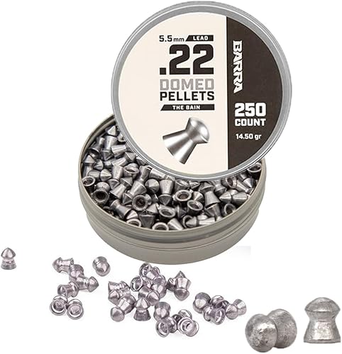 Barra Bain Domed - Pellets de rendimiento de 0.22 Cal de 0.217 in, peso de grano de 14.50, para rifles de pellets, largo alcance, juego pequeño,