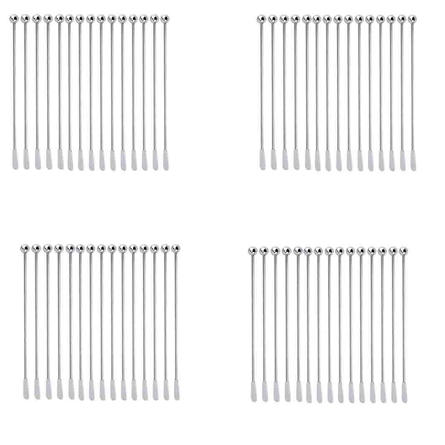 Hndhbfgrt 60 Pcs Reusable Swizzle Sticks Coffee Stirrers Beverage Stir Sticks Stainless Steel Cocktail Swizzle Sticks