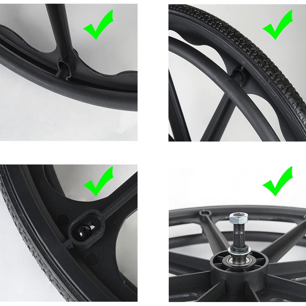 24-Zoll-Ersatzräder für Rollstühle, Zubehör für die Hinterräder von Rollstühlen, Vollreifen ohne Luft, Rad aus Aluminiumlegierung, Lager: 12 mm (Größe: 24 Zoll/59 cm (2 Stück))