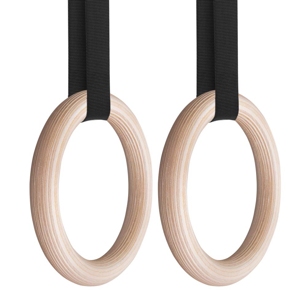 Anelli per il fitness, Anelli da palestra in legno da 28 mm/32 mm con cinturino lungo regolabile da 4,5 m for allenamento muscolare e di forza del corpo in palestra a casa