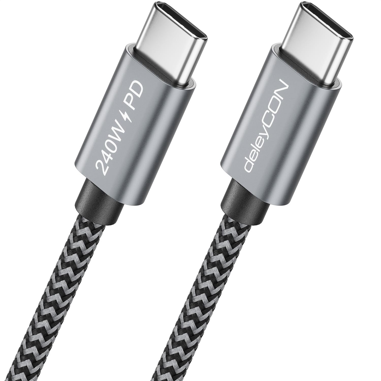 deleyCON 1m 240W USB-C Cavo Ricarica Rapida PD3.1 - USB C a C - Collegamento per iPhone 17 16 15 Pro Max Air Galaxy A16 A17 A56 S25 S24 S23 Pixel iPad Pro MacBook AirPods Tablet Switch PS5