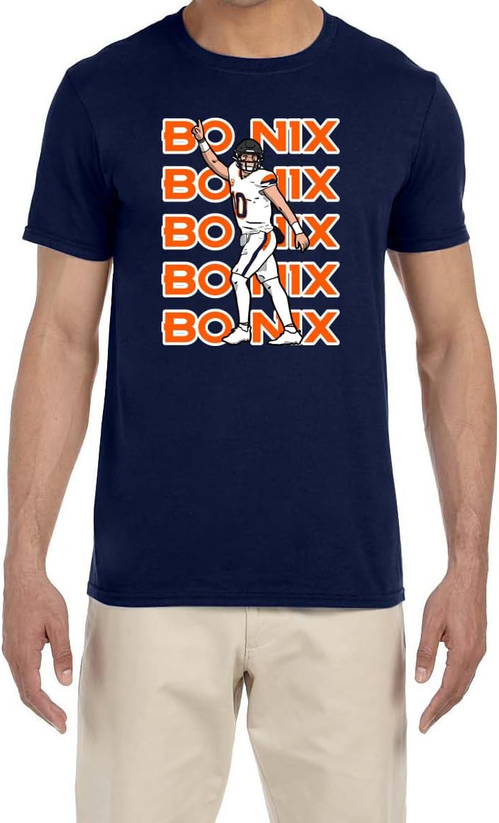 Navy Denver Bo Nix Text Pic TShirt