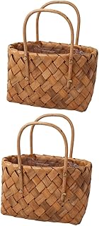 GANAZONO 2 Peças Cesta De Flores Portátil Cesta De Piquenique Cesta De Barriga Cesta De Flores Para Casamentos Cesta De Vime Cesta De Planta Cesta De Tecido Para Presentes Cesta De Jardim