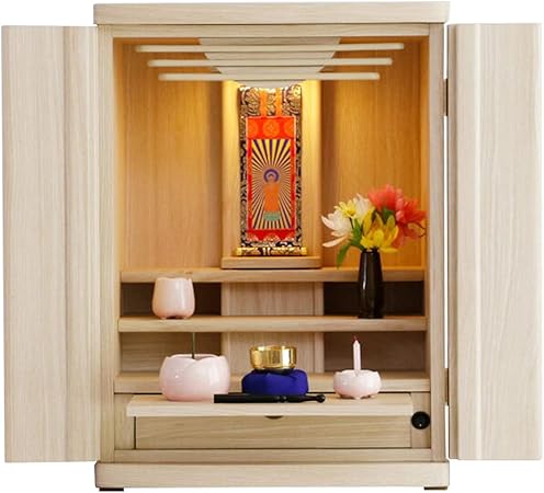 Amazon 小型仏壇 号 モダン ミニ おしゃれ コンパクト 小さい 小さめ ミニ仏壇 木製 コンパクト仏壇 マンション Ledライト付き ダウンライト 省スペース リビング 目立たない 現代風 デザイン性の高い 仏だん 完成品 人気 ウォールナット 仏壇 オンライン通販
