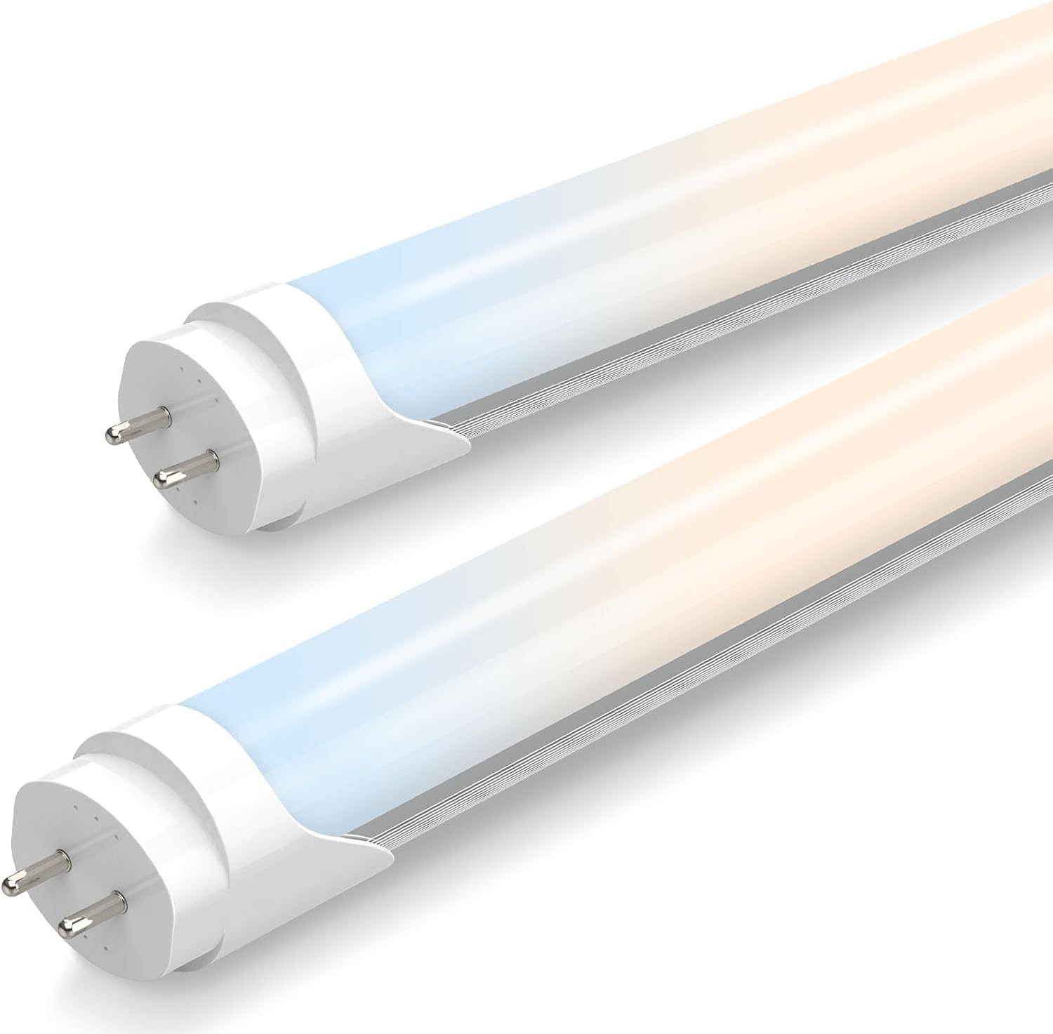 JESLED 18" F15T8 LED Replacement Bulb, 6CCT Selectable 3000K-6500K, 2 Pack | 7W 1050LM, Type A+B, Single/Double-Ended, with Rotatable End Cap, Frosted, ETL Listed